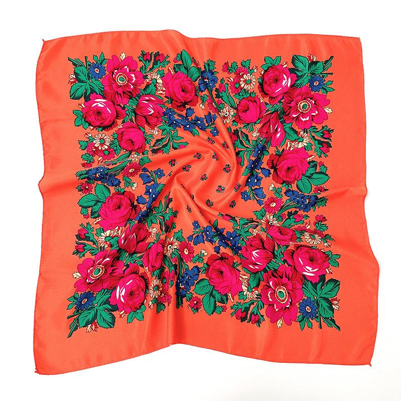 70*70cm Russian Style Floral Print Square Scarf