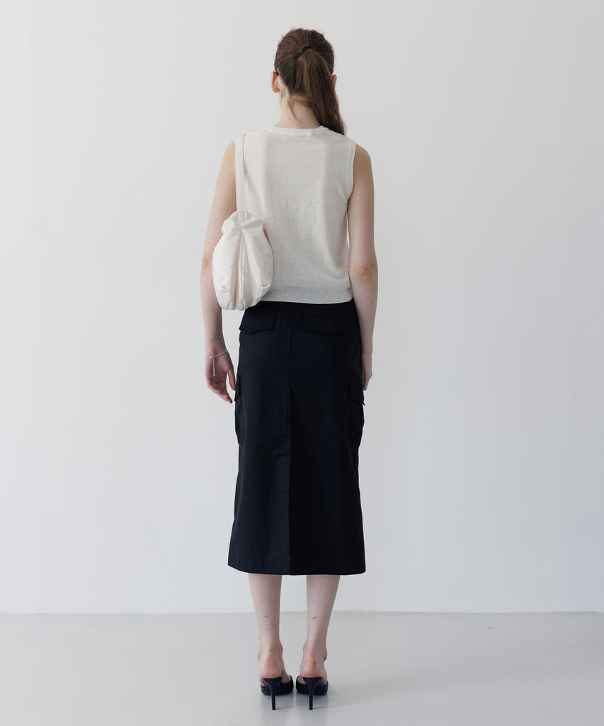Tudument Ripstop Cargo Long Skirt Black