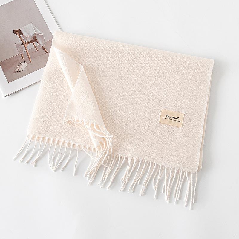 Cashmere feel solid color scarf women's imitation cashmere autumn and winter atmosphere versatile medium and long shawl scarf