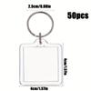 50 Pcs Acrylic Picture Keychain – Blank Photo Keychain, Acrylic Photo Frame Key Ring