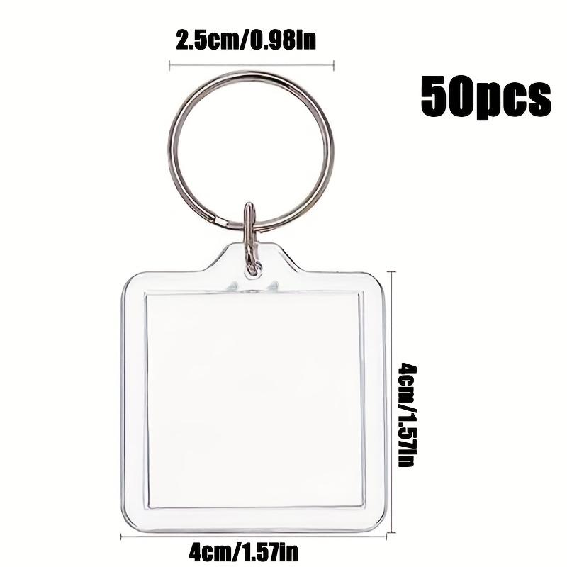 50 Pcs Acrylic Picture Keychain – Blank Photo Keychain, Acrylic Photo Frame Key Ring