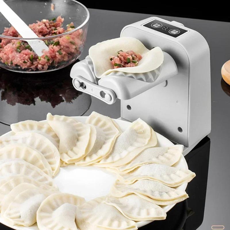 Fully automatic electric dumpling machine,featuring 2 modes,rechargeable,dumpling skin presser,with a filling spoon and brush