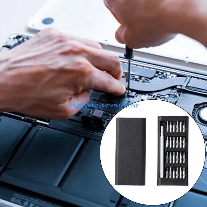 Y5GD Comprehensive 24 In 1 Small Screwdriver with Carrying Case Perfect for Electronics and Household Repairs