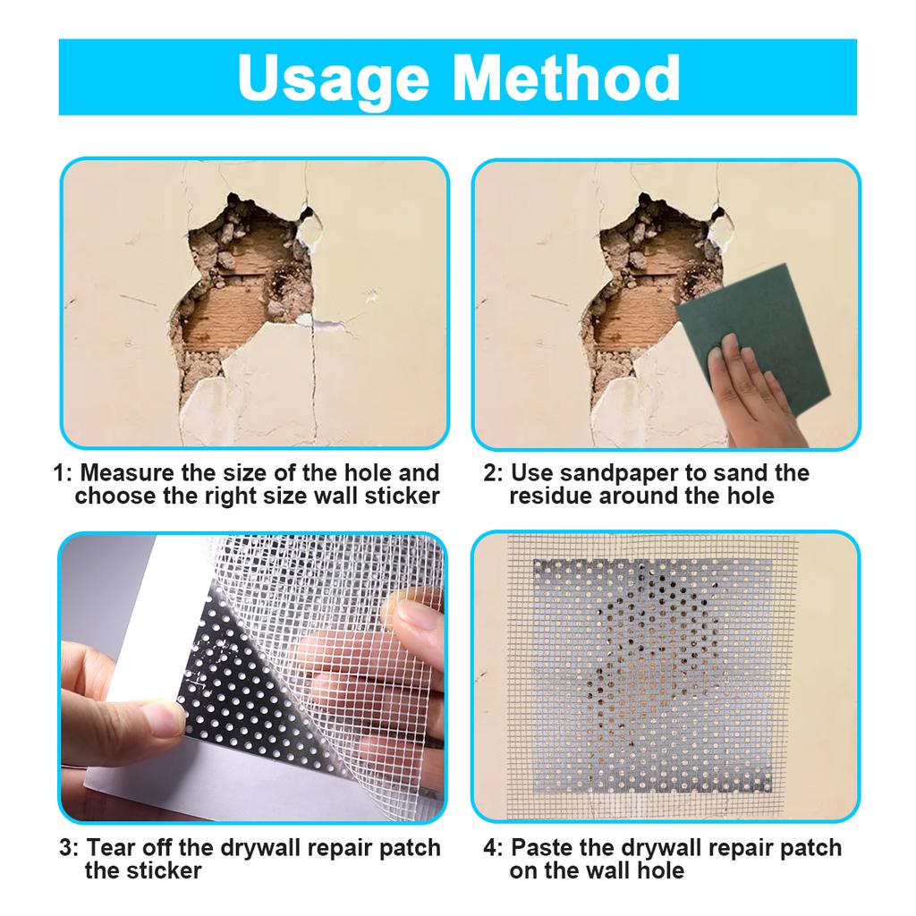 Patch di Riparazione Cartongesso 10 Pezzi Patch per Muro a Secco Soffitto Rete in Fibra Lamiera Zincata Facile Varie Esigenze di Riparazione Muri Forte