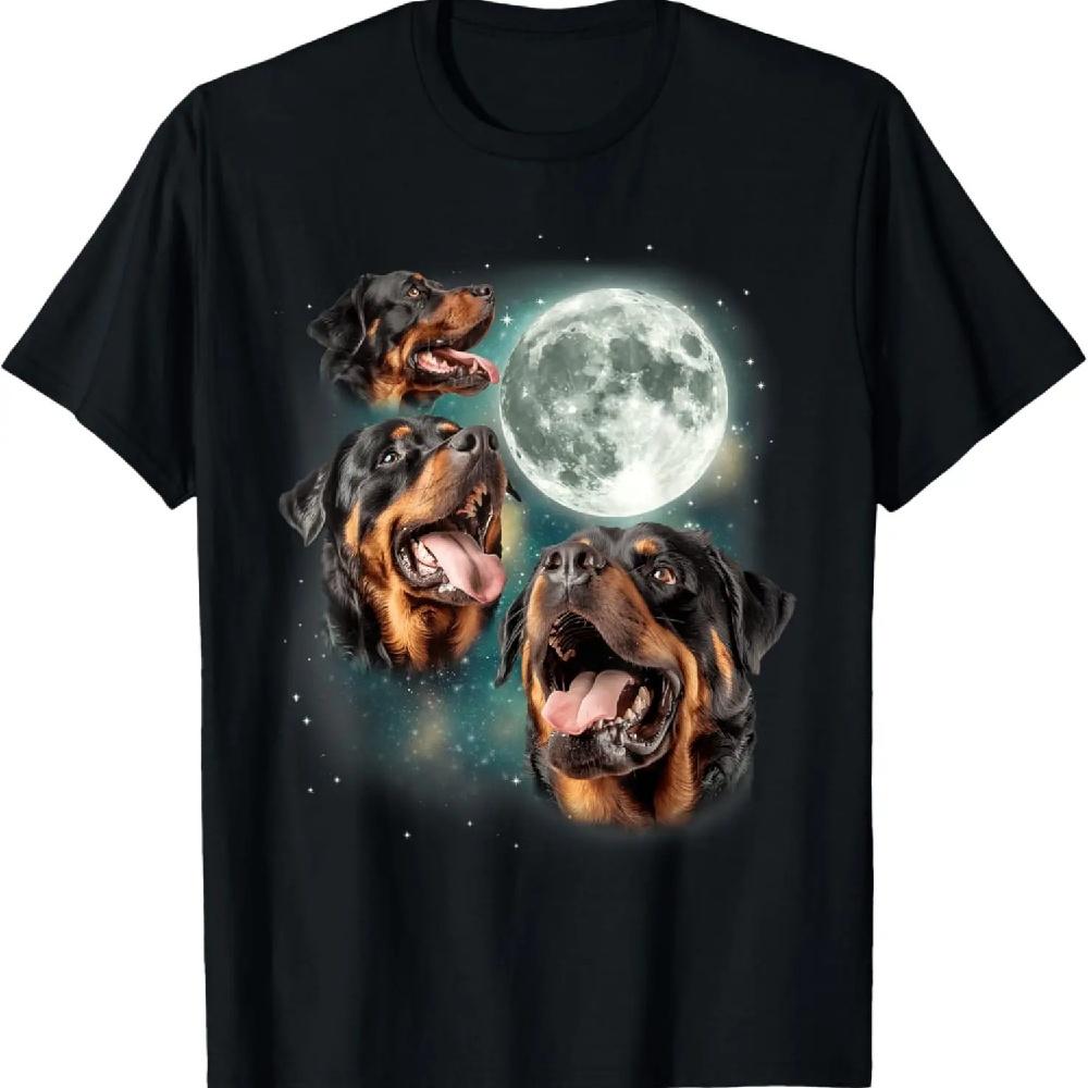 

Three Rottweiler Moon _ Rottie Lovers 3 Howling Dogs T-Shirt S