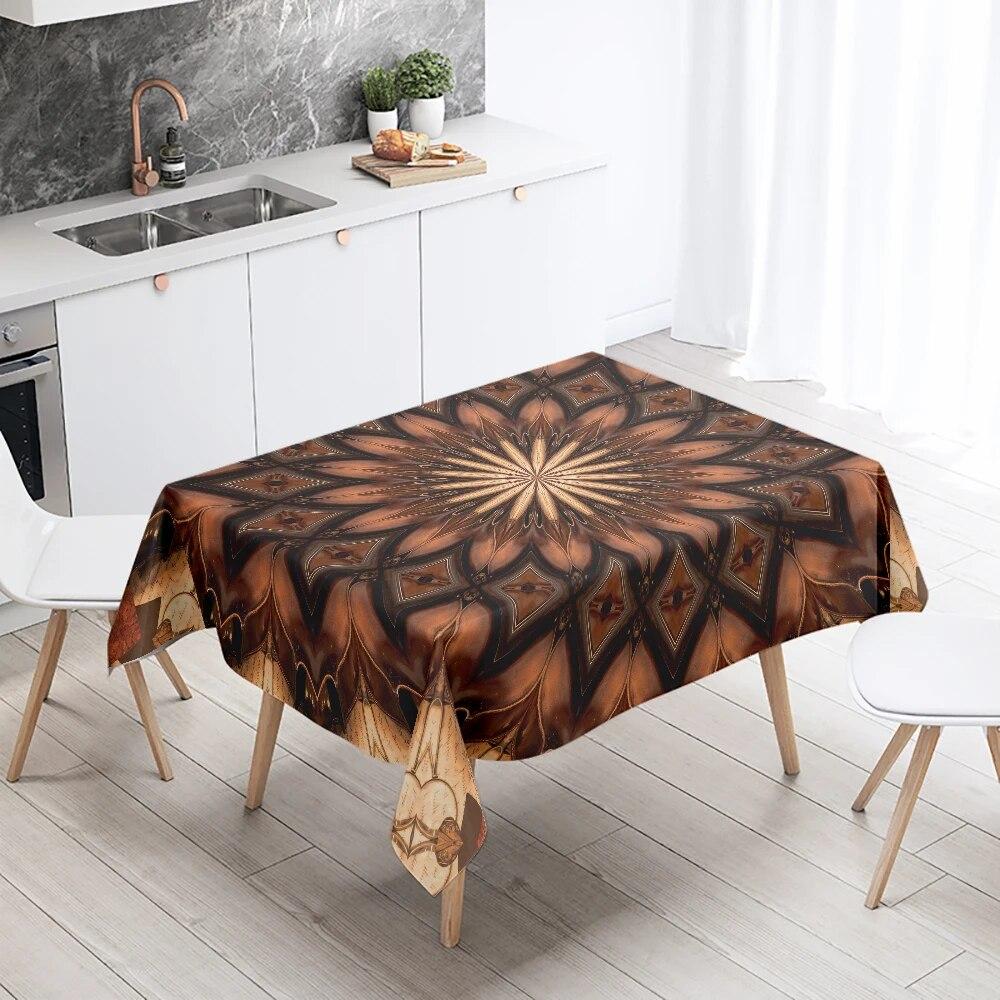 Waterproof Rectangle Tablecloth Geometric Mandala Floral  Wedding Party Decoration Restaurant Table Home Decor