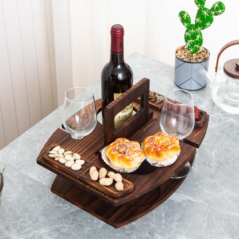 Skládací stůl na víno Venkovní odnímatelný držák na sklenice na víno Skládací stůl Podnos na ovoce a svačiny Přenosný dřevěný piknikový stůl Rukojeť pro přenášení