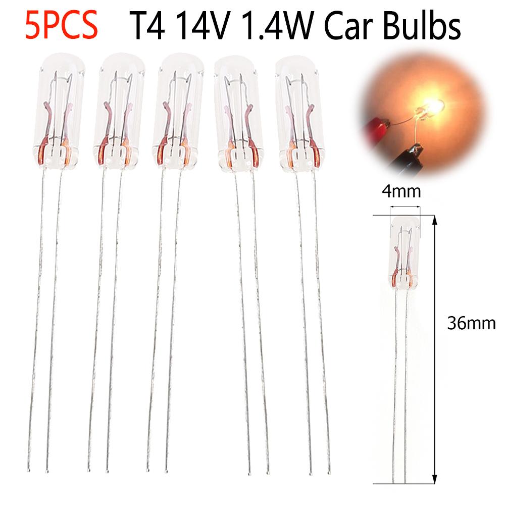 5 Stück T3 T4 T5 14V Universal Auto Audio Ganganzeige Glühbirne Armaturenbrett Instrumententafel Glühbirnen Bernstein Gelb Autozubehör