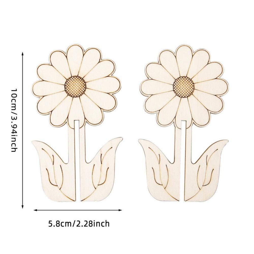 10pcs/set Wooden DIY Tulip Shape Assembly Rose Flower Sunflower Unfinished Wooden DIY Crafts Handmade Tulip Shape