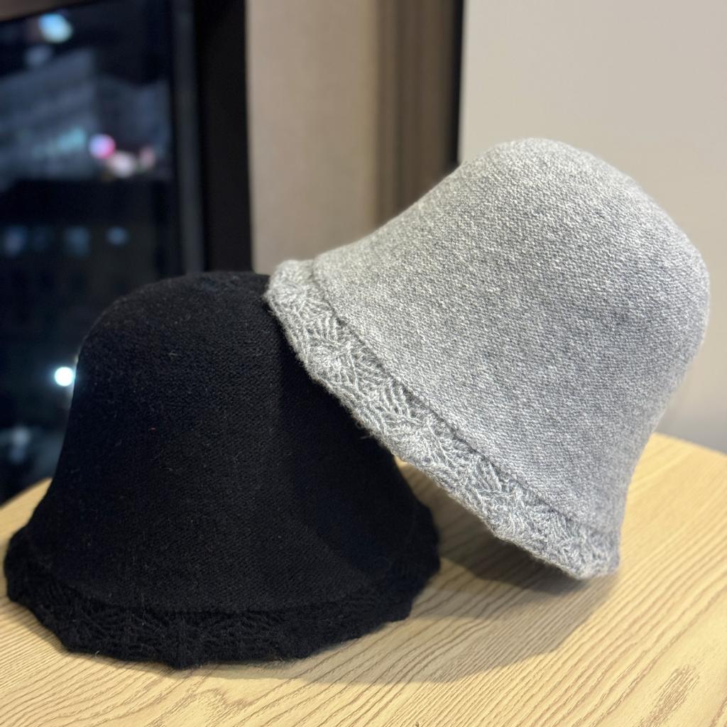 New Pure Wool Knitted Hat for Women in Autumn and Winter Gentle Lace Sweet and Fashionable Soft and Waxy Small Bucket Hat with Face