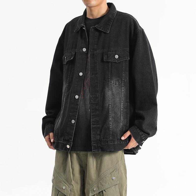 New Workwear Denim Jacket Men's Spring and Autumn American Retro Loose Denim Lapel Jacket