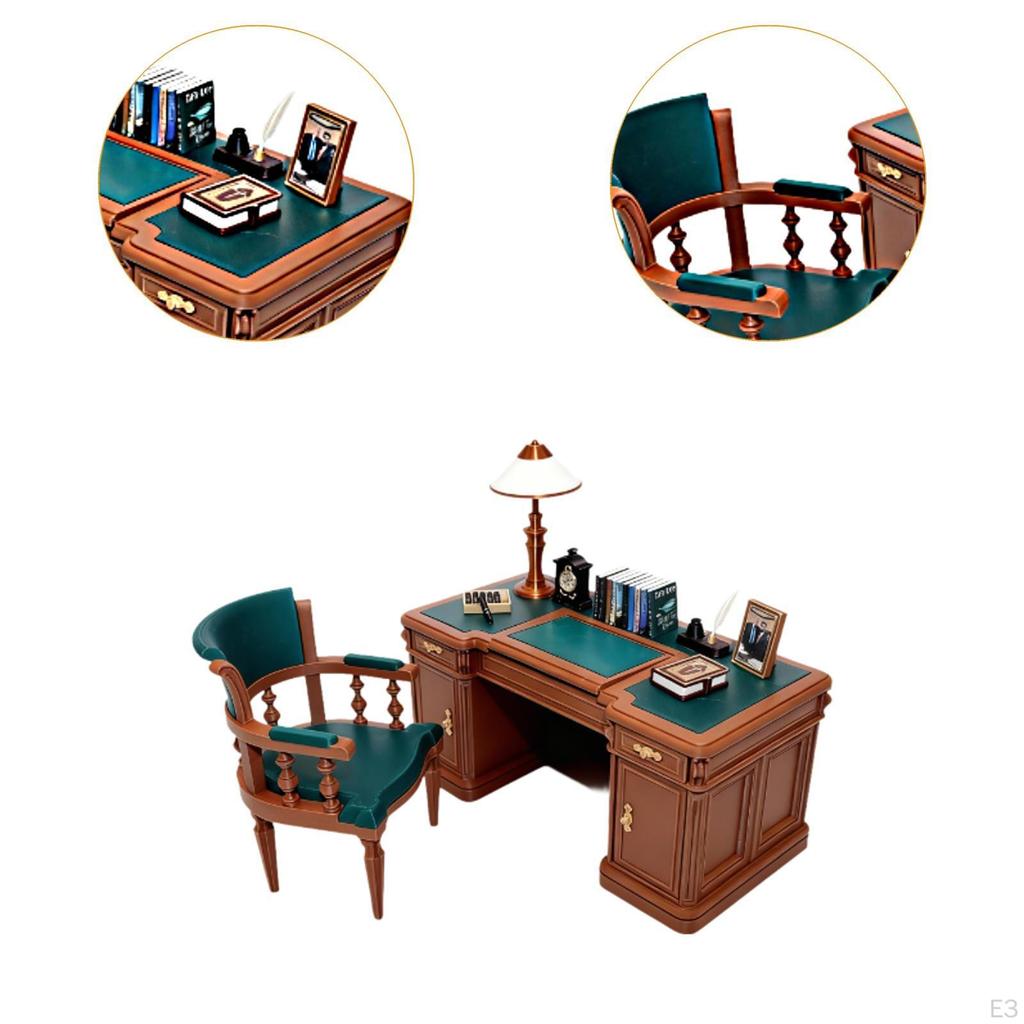 1/12 Amerikanisches Mini-Bürostuhl-Set, Rolle, Feengarten Puppenhaus Dekorationszubehör