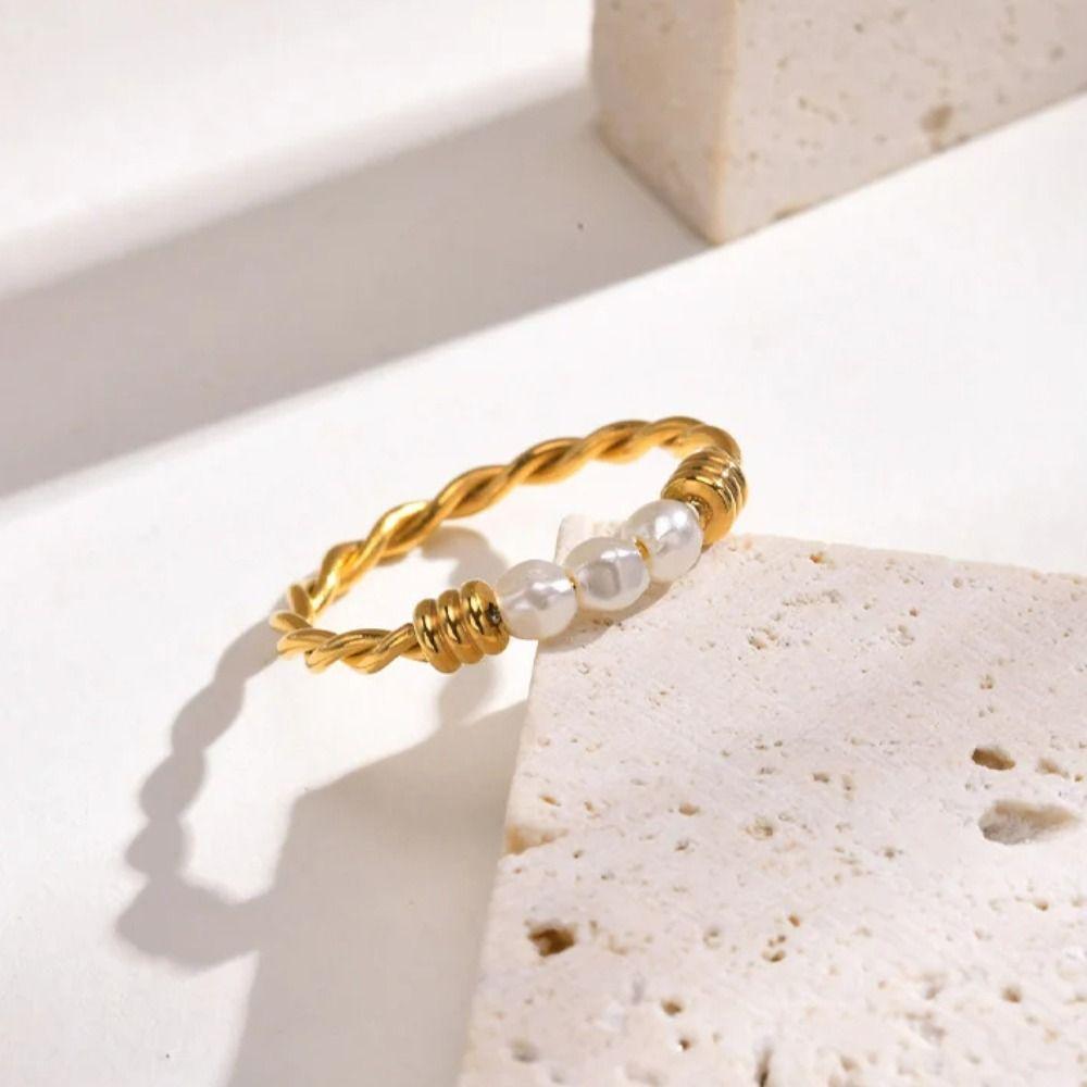 Freshwater Pearl Light Luxury Ring Elegant Finger Ring Simple Pearl Ring  Mother's Day Gift