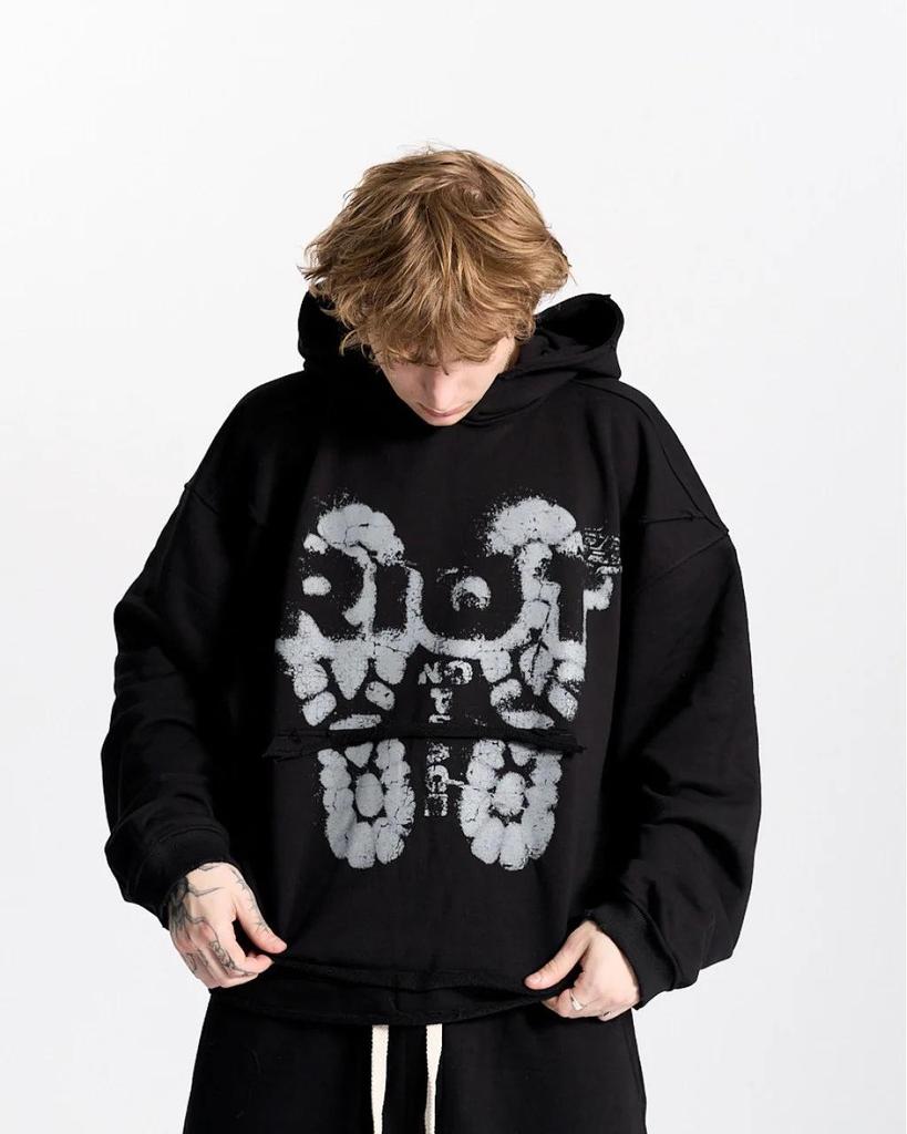 2025 Grenzüberschreitender Kapuzen-Cardigan: Unisex Streetwear Sweatshirt mit dunklem Aufdruck