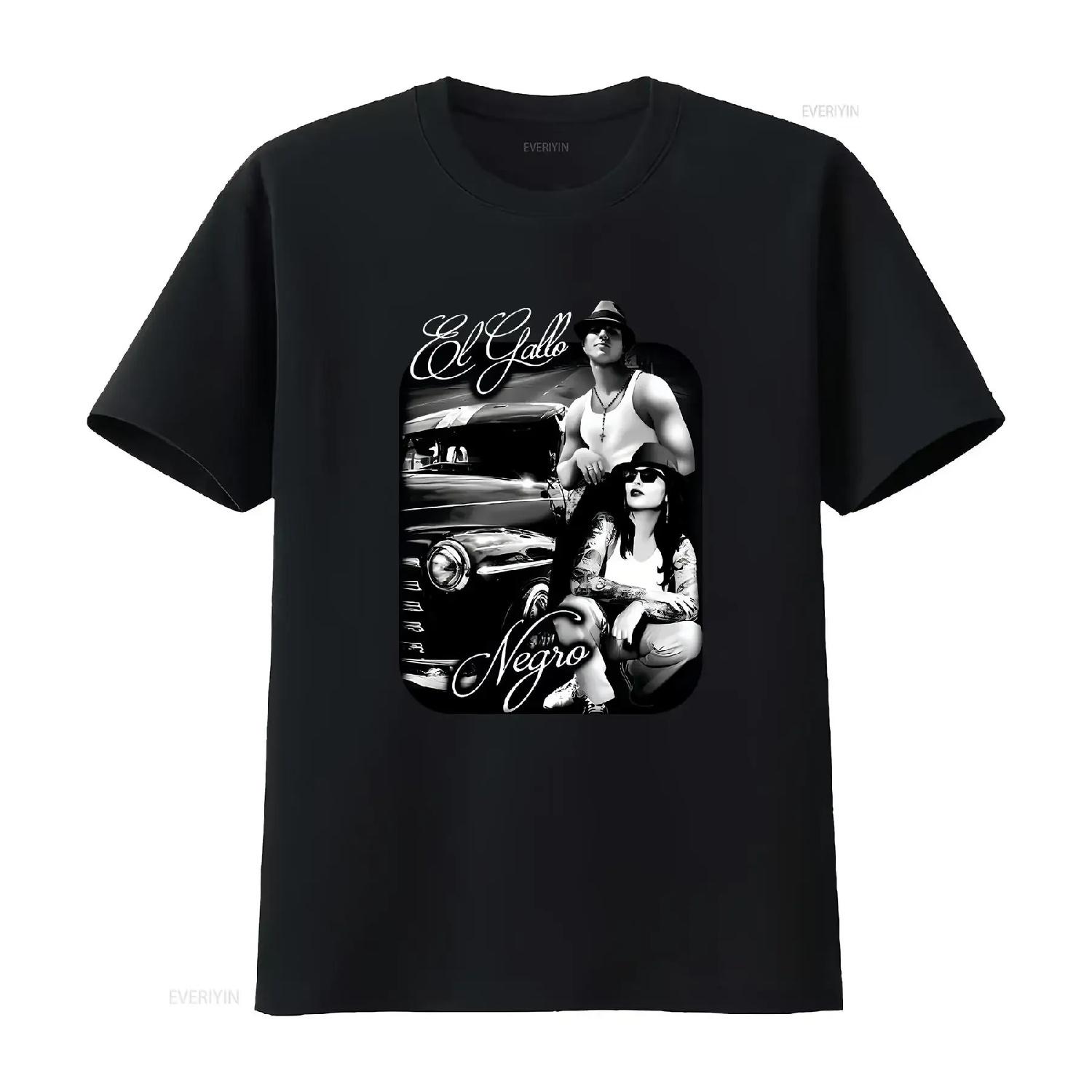 

El Gallo Negro Blood In Out Mens Heavyweight Vintage T Shirt Miklo vintage Washed Breathable Unisex streetwear Soft homme XXXXXL