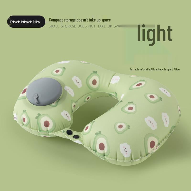 Pressing Inflatable U-Shaped Travel Pillow: Portable Airplane Headrest & Nap Neck Support