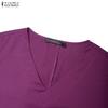 ZANZEA Women Casual V-Neck Solid Color Loose Half Sleeve Dress