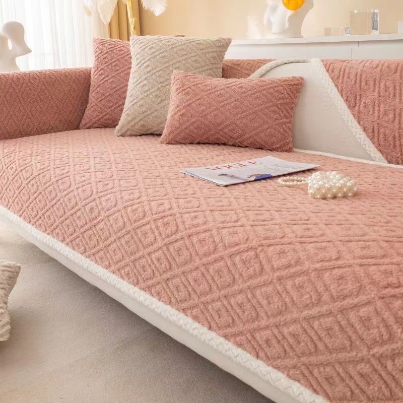 Modern Jacquard Velvet Plush Quilted Sofa Towel Super Soft Non-slip Sectional Sofa Cover for Living Room L Shape Couch Cover