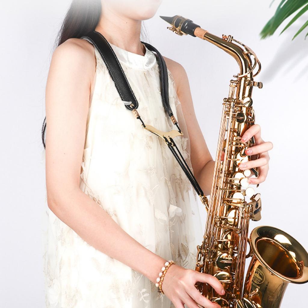 Miwayer Saxophone Neck Strap Breathable Premium Leather with Ergonomic Design: Shoulder Support for Saxophones