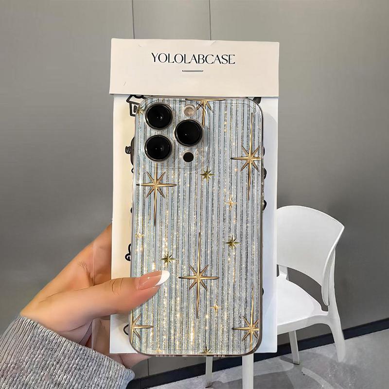 Star Stripes Phone Case For IPhone 16E 16 15 14 Pro Plus 13 12 11 17 Pro Max Case 17Air Silicone Shockproof Clear Soft Cover