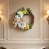 Spring Rattan Wreath Artificial Hydrangea Rose Wreath for Front Door Lifelike