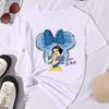 2025 New Funny Women Graphic T Shirts Kawaii Belle Disney Princess Women Clothes Summer Clothes Women Tops