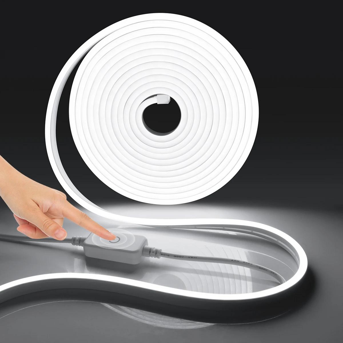 

MALITAI 12 В неоновые светодиодные ленты, 120 светодиодов/м, гибкая светодиодная гирлянда для интерьера, лампа для спальни с вилкой европейского стандарта, источник питания 3M