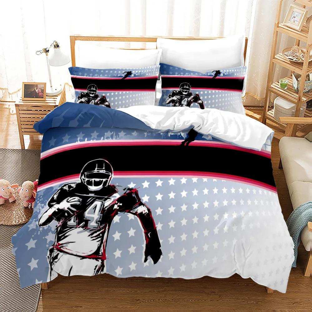 Rugby Duvet Cover Set With Pillowcase Ball Sport Comforter Bedding Set Quilt Cover American Football Queen King Size For Boys
