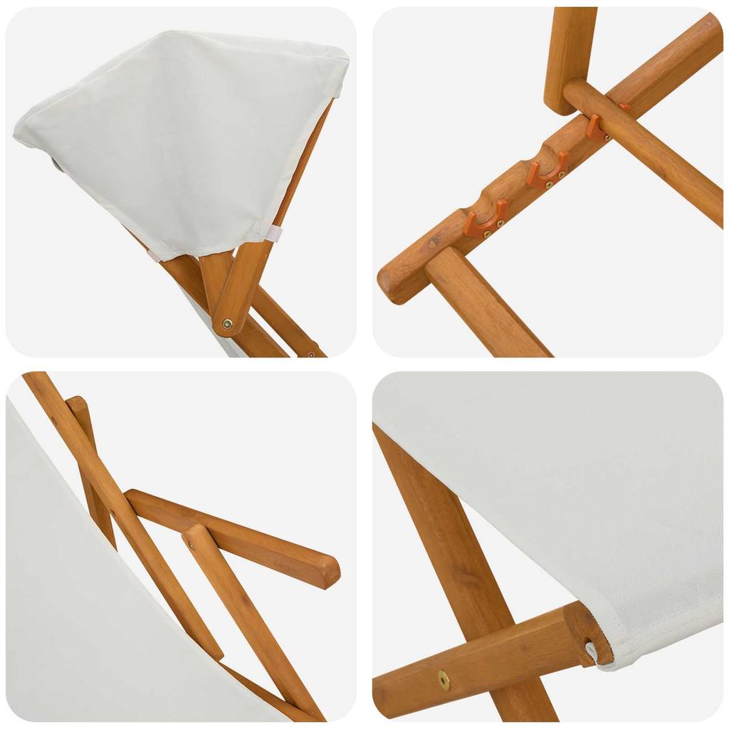 Sun Lounger 4 Pcs 3 Position Solid Eucalyptus Wood Cream