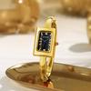 Damen Quarzuhr Goldfarben Rechteckiges Zifferblatt Armband Armbanduhr