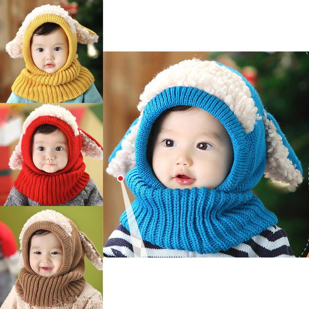 Gestrickte Babymütze mit flauschigem Hundemotiv für winterliche Wärme und winddichten Komfort