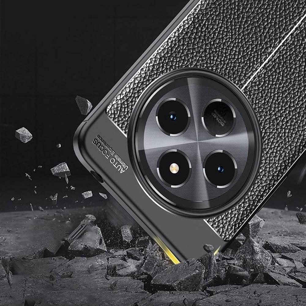 For Xiaomi Poco C75 4G/Redmi 14R 5G/14C 4G Case Litchi Texture TPU Flexible Phone Cover,Black