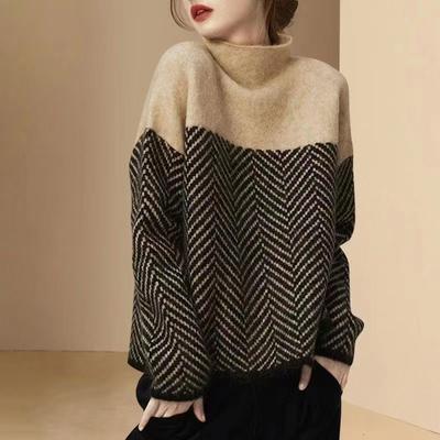 Thickened High Collar Women's Base Shirt Loose Inner Wear Winter Warm Slimming Knitwear Suitable for Autumn And Winter