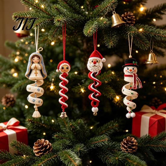 Christmas Stocking Fillers for Crafters Spiral Crochet Kit, DIY Snowman Santa Craft Festive Decoration Making Kit Handmade Hanging Ornament