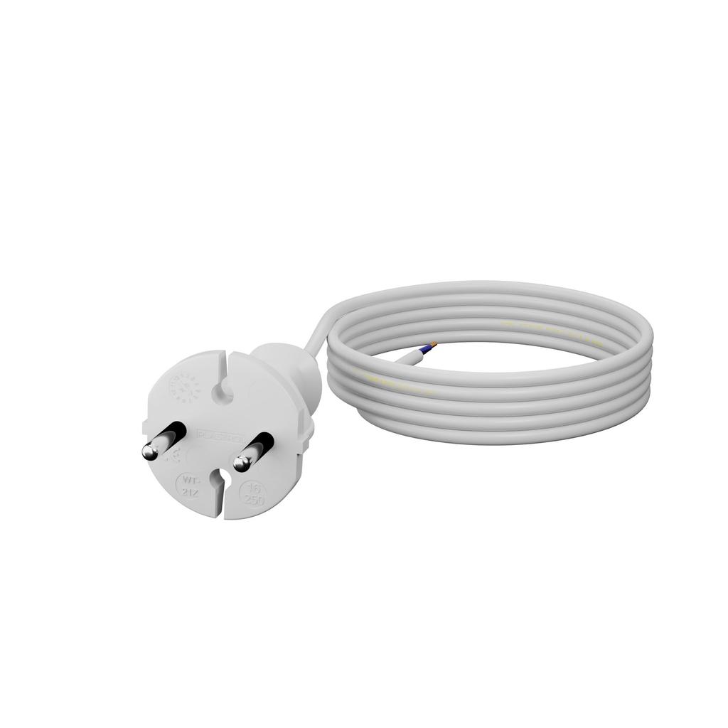 Przewód Przyłączeniowy Kabel Z Wtyczką Prostą 4M 2X1Mm2 Typ E Biały