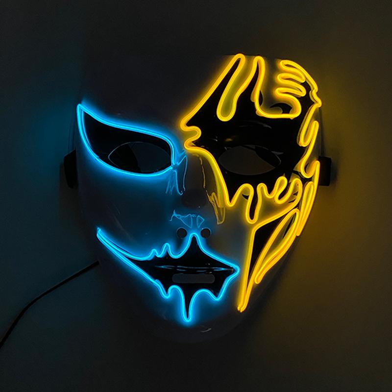 Glow Party Cosplay Mask Neon Mask Led Mask Masque Masquerade Party Masks Led Light Up Props Glow In The Dark Costume Supplies