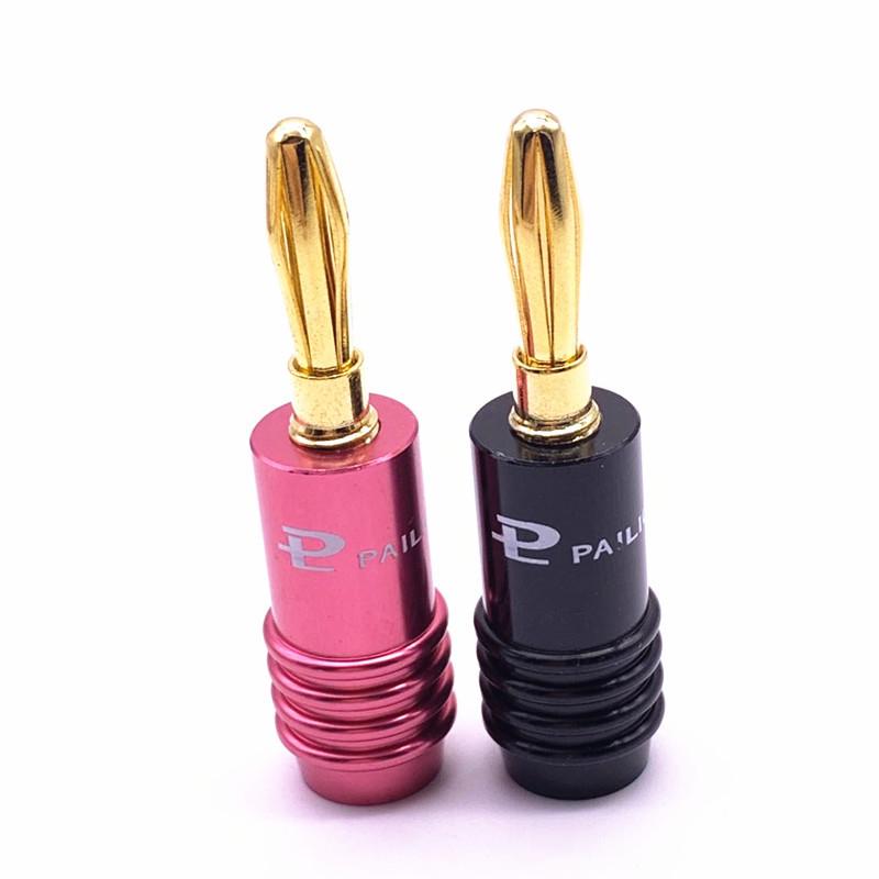 Midway Gold-Plated 4mm Banana Plug Solderless Binding Post for Audio Amplifier Speaker Wire - Purple/Black Shell