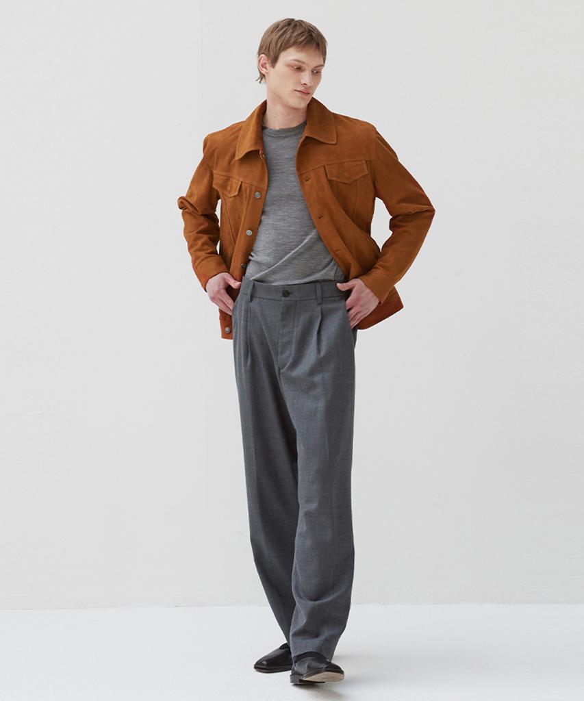 Verdemar Italian Suede Trucker Jacket_Camel