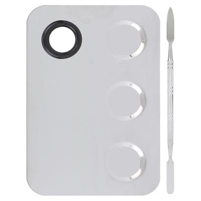 Cosmetic Mixing Plate Stainless Steel Makeup Professional Rectangle Shape Slotted Pigment Blending Palette With Spatula