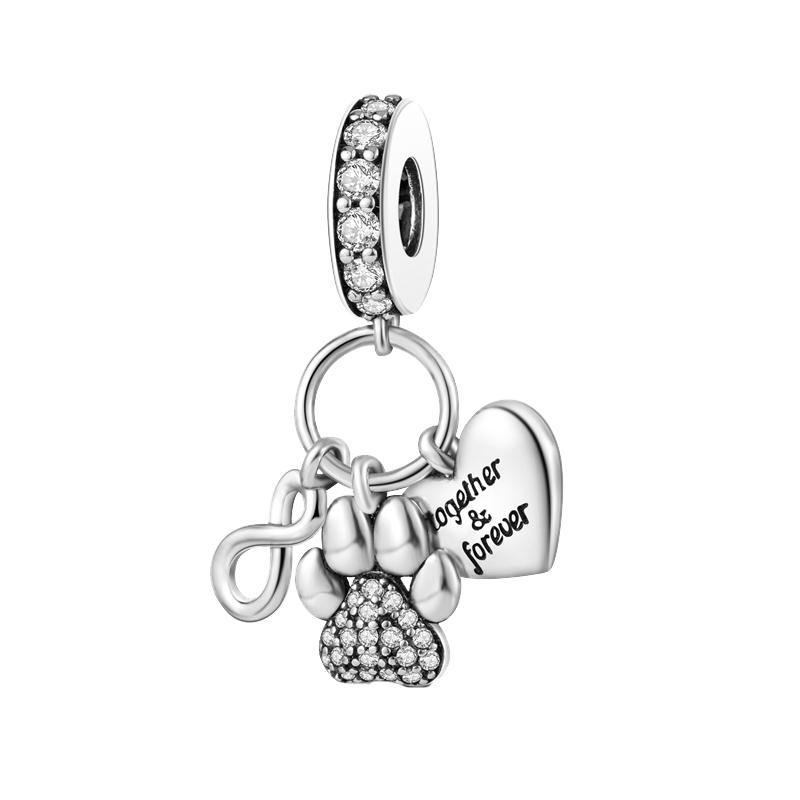 Copper Pet Dog Charms Schnauzer French Bulldog Puppy Paw Beads Fit Original Pendant For Women Bracelet Diy Jewelry