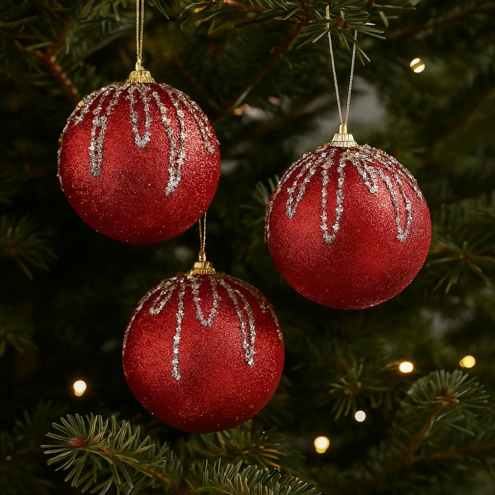 3 pcs/set Glitter Christmas Color Balls Hanging Decorations Xmas Tree Ornaments  Party Decor