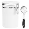 1.8L 304 Stainless Steel Sealing Can Airtight Storage Container with Spoon for Coffee Beans Tea Dried FruitWhite Jar