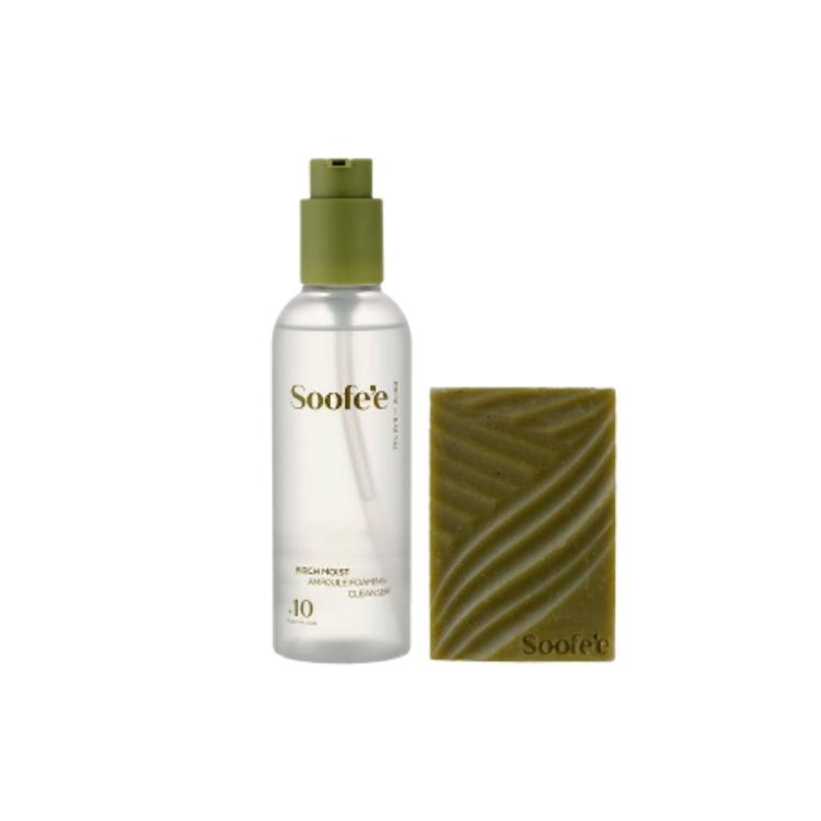 [Soofee] 2-Piece Cleanser Set (Birch Moist Ampoule Foaming Cleanser 190ml + Botanical Relief Cleansing Bar 100g)