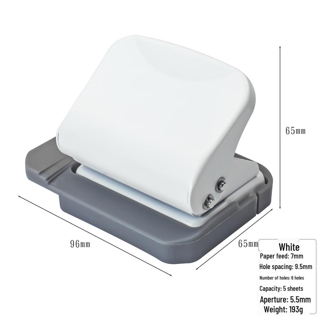 6-Hole Round Loose-Leaf Puncher, Student-Friendly, Multi-Hole, Manual, Labor-Saving.