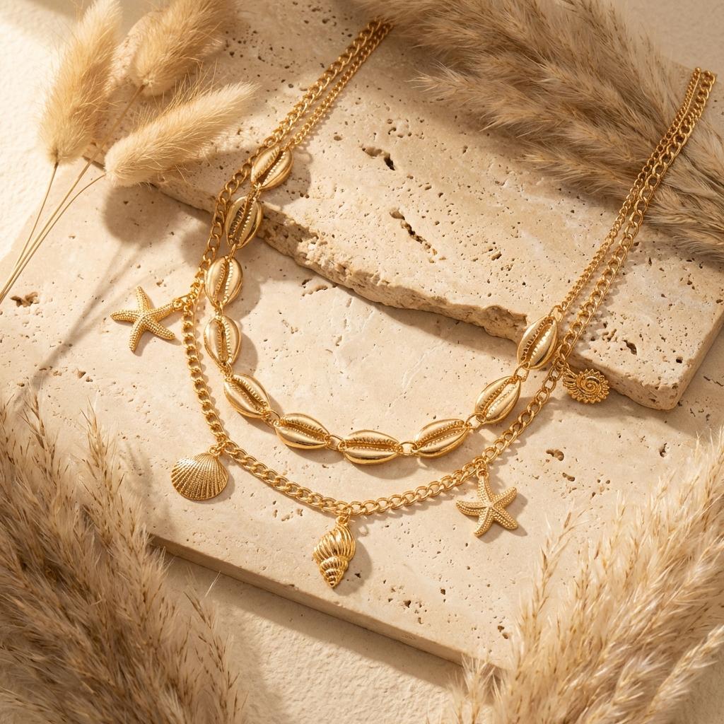 Elegant Gold Color Shell Waist Chain for Women Mermaidcore Festival Layered Chain Summer Beach Vacation Party Jewelry Gift