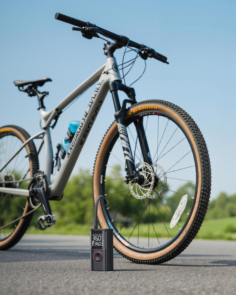 Powools Portable Electric Bicycle with 150 PSI Digital Pressure and LED X X Pump/Compressor Capacity, Gauge, Auto-Shutoff, Light, 8.89 4.75 13.75cm