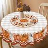 1 Piece Of Autumn Thanksgiving And Autumn Harvest Festival Themed Printed Tablecloth, Vintage Country Farmhouse Style, Pumpkin And Maple Leaf Pattern