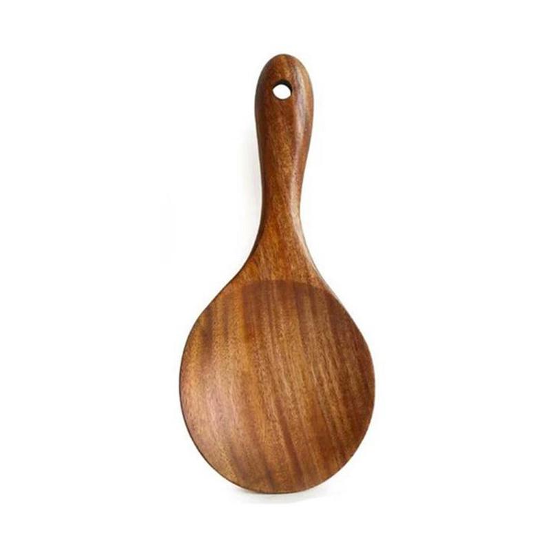 1Pc Wood Rice Spoon Rice Paddle Scoop Wooden Kitchen Spoon Ladle Tablespoon Big Serving Spoon Wooden Kitchen Utensils Tableware