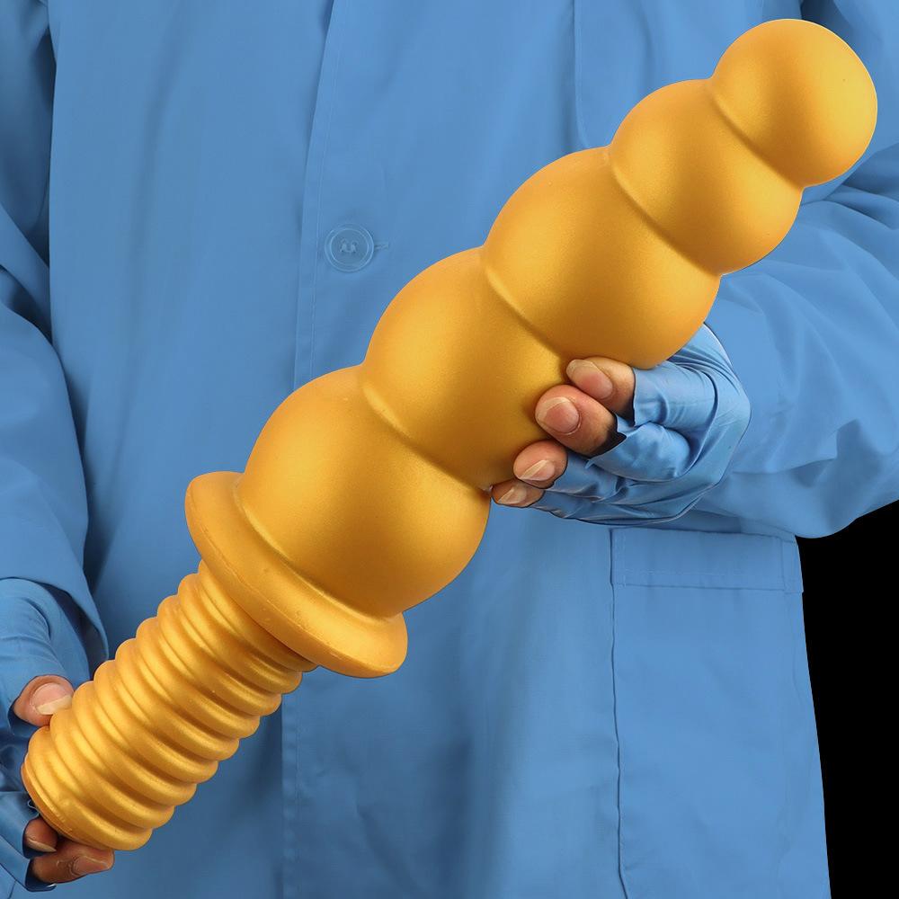 Extra Large Gold Silicone Threaded Vibrator Anal Plug Anal Diverter Dildo Sex Toy Realistic Penis Big Dick