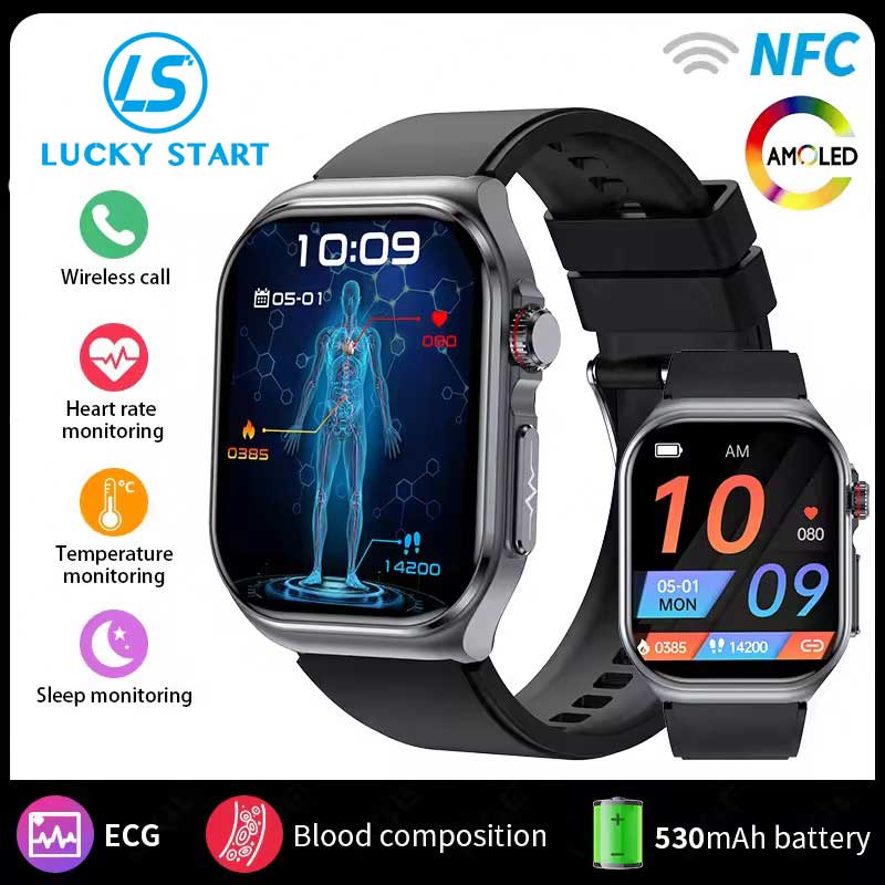 Micro-physical Examination AMOLED Smart Watch Men ECG Blood Compositoin Health Monitoring Bluetooth Call Women Sports Smartwatch